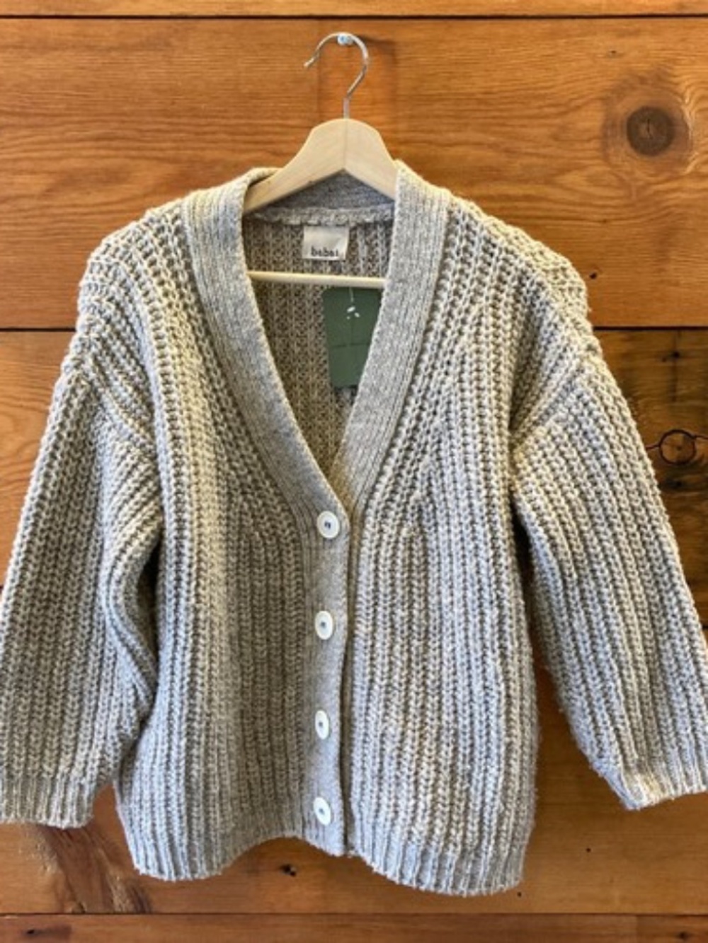 Babaa Light Grey Women's V-Neck Eco Wool Cardigan Sweater